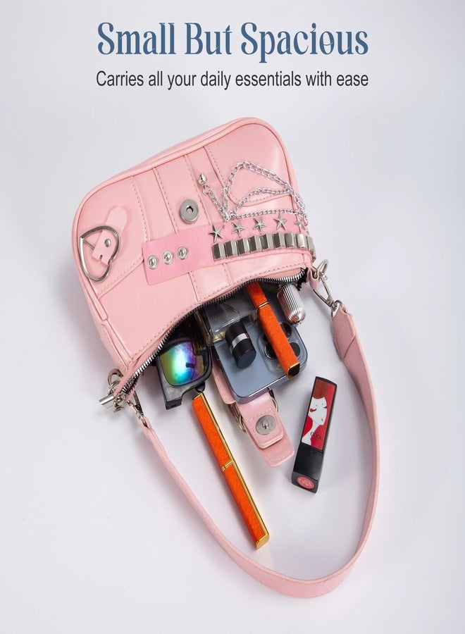 FrexCheng Cute Y2K Purse - Shoulder Bag with Chain Strap, Versatile Handbag for Women, Perfect for Daily Use, Parties & Travel (Pink) - Image 5